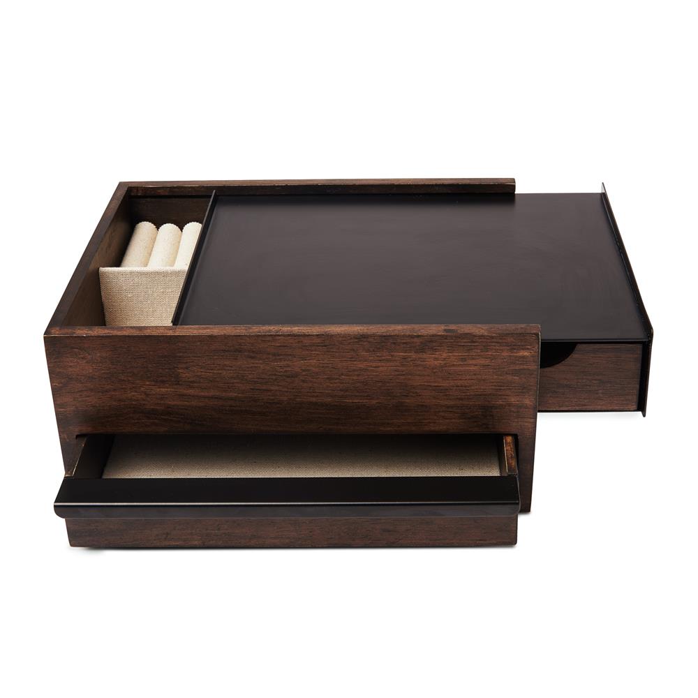 Umbra Stowit Design Schmuckkasten Schwarz/Walnuss moderne Schmuck Box mit Geheimfächern für Ringe Armbänder Uhren Halsketten Ohrringe und Accessoires