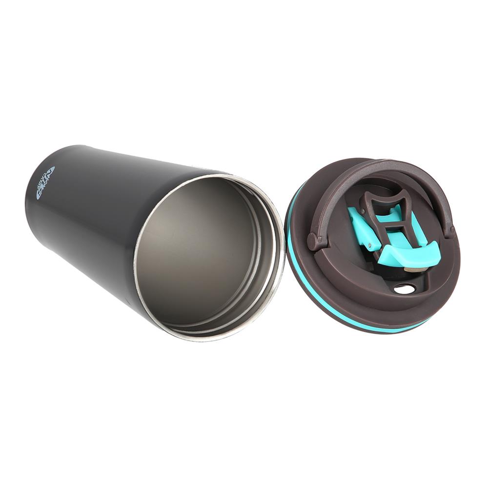 NILS Thermobecher 500 ml Edelstahl schwarz rutschfest mit Griff für Outdoor Alltag