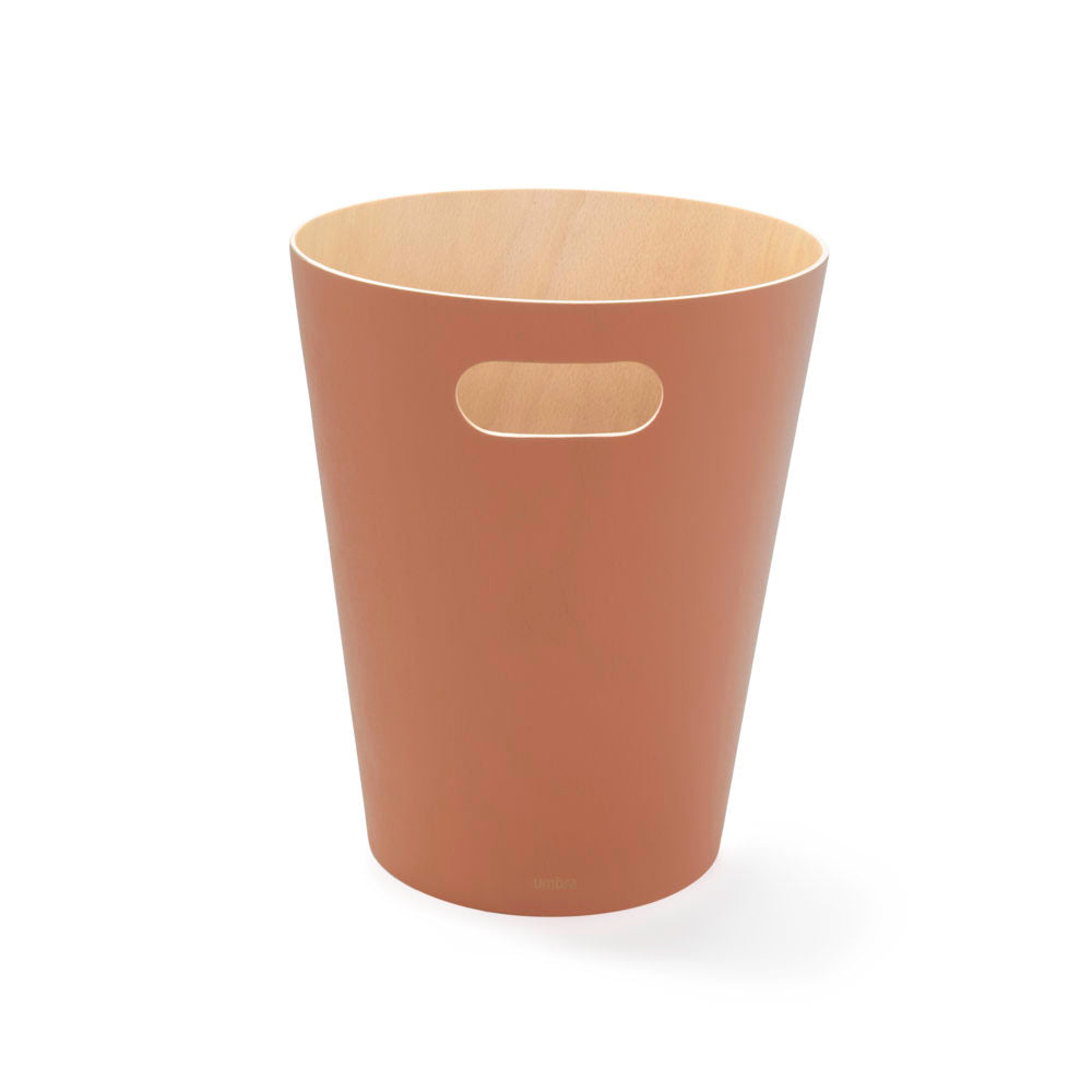 Umbra Woodrow Abfalleimer, Terrakotta Braun/Holz, 7,5 Liter, Zweifarbiger Papierkorb