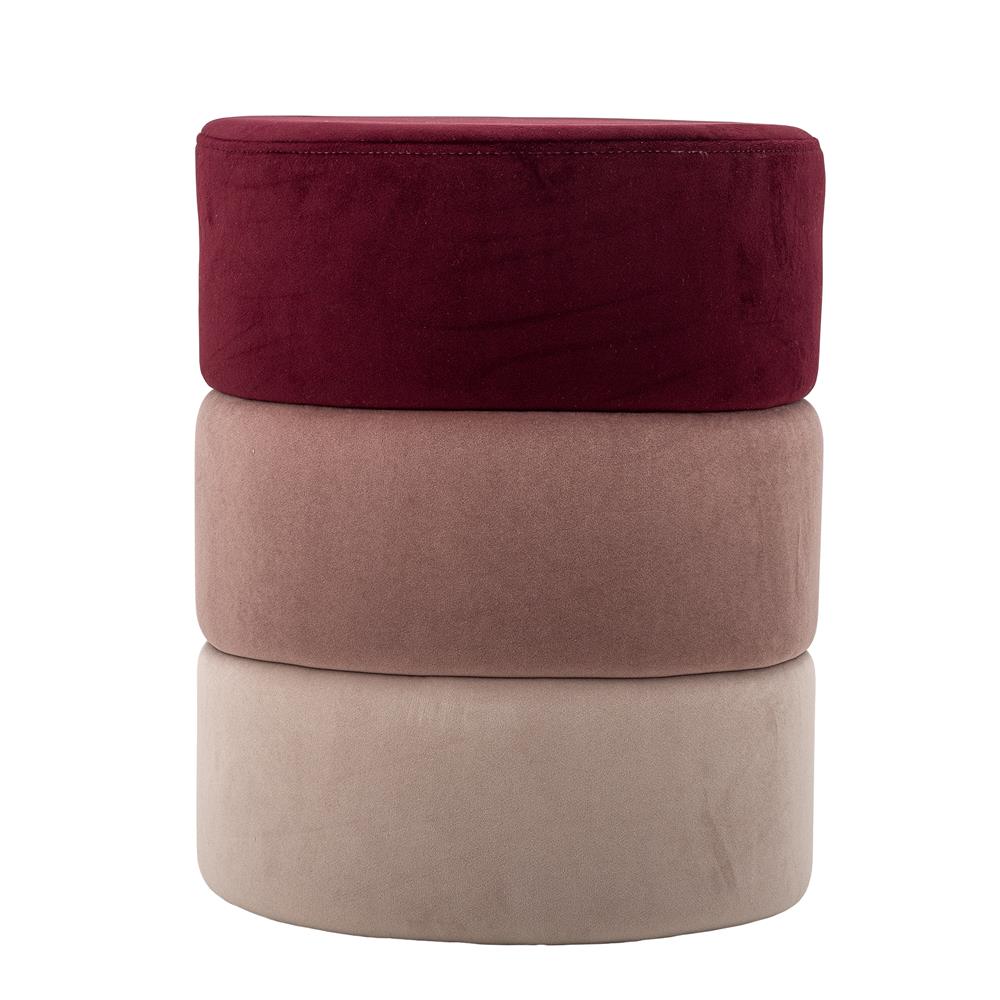 Bloomingville Bilbao Pouf rosa - runder Samt Hocker für Wohnzimmer, Sitzpouf modern