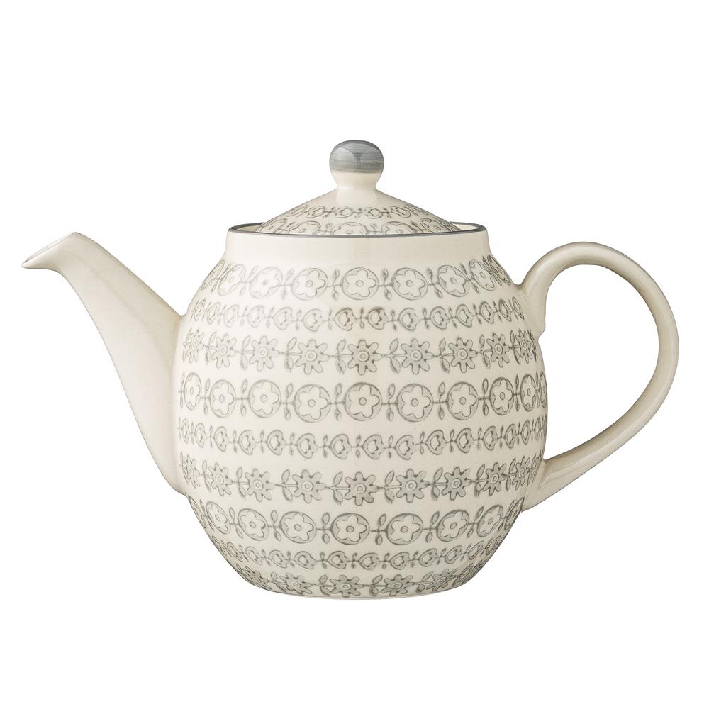 Bloomingville Karine Teekanne, Grau, 1,2L, Steingut, dänisches Design