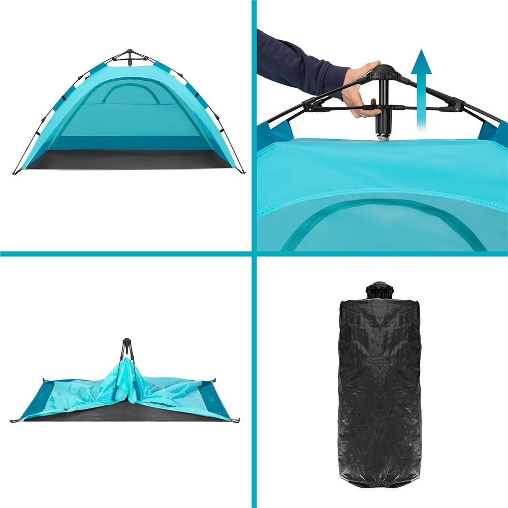 NILS Wurfzelt automatisch in blau für Strand Camping und Garten UV Schutz leicht