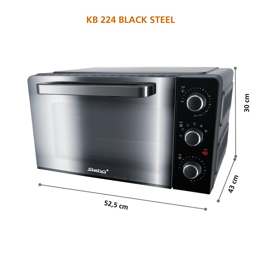 Steba Grillbackofen KB 224 Black Steel 24L Drehspieß Umluft 1500 Watt