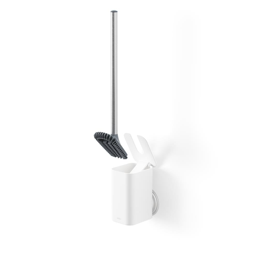 Umbra Flex Toilettenbürste mit Halterung zum Kleben für Wand- und Bodenanbringung in Weiß