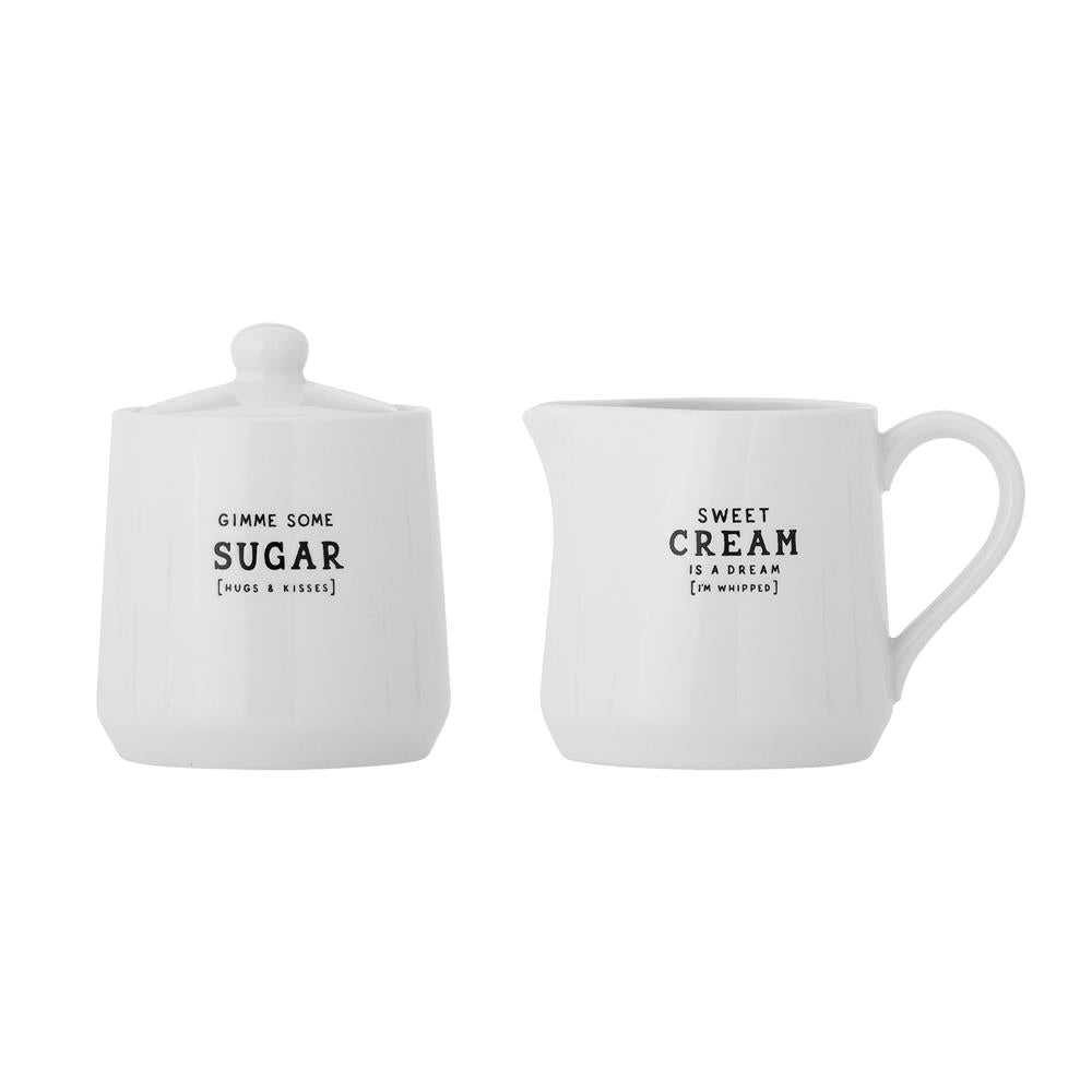 Bloomingville Wendy Milchkännchen und Zuckerdose weiß aus Steingut – 2er Set für Küche & Kaffeepause