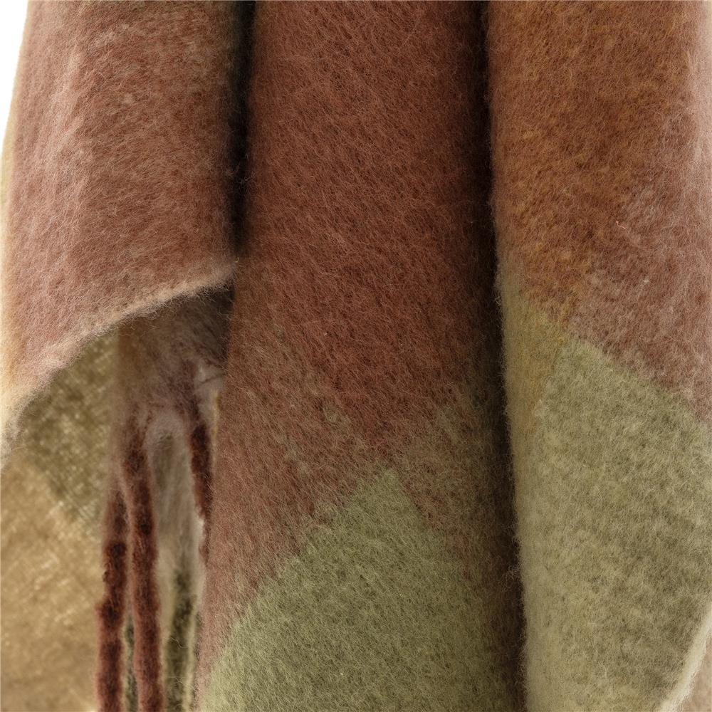 Bloomingville Hamisha Decke Braun/Grün - Plaid kariert Polyester für Sofa Wohnzimmer