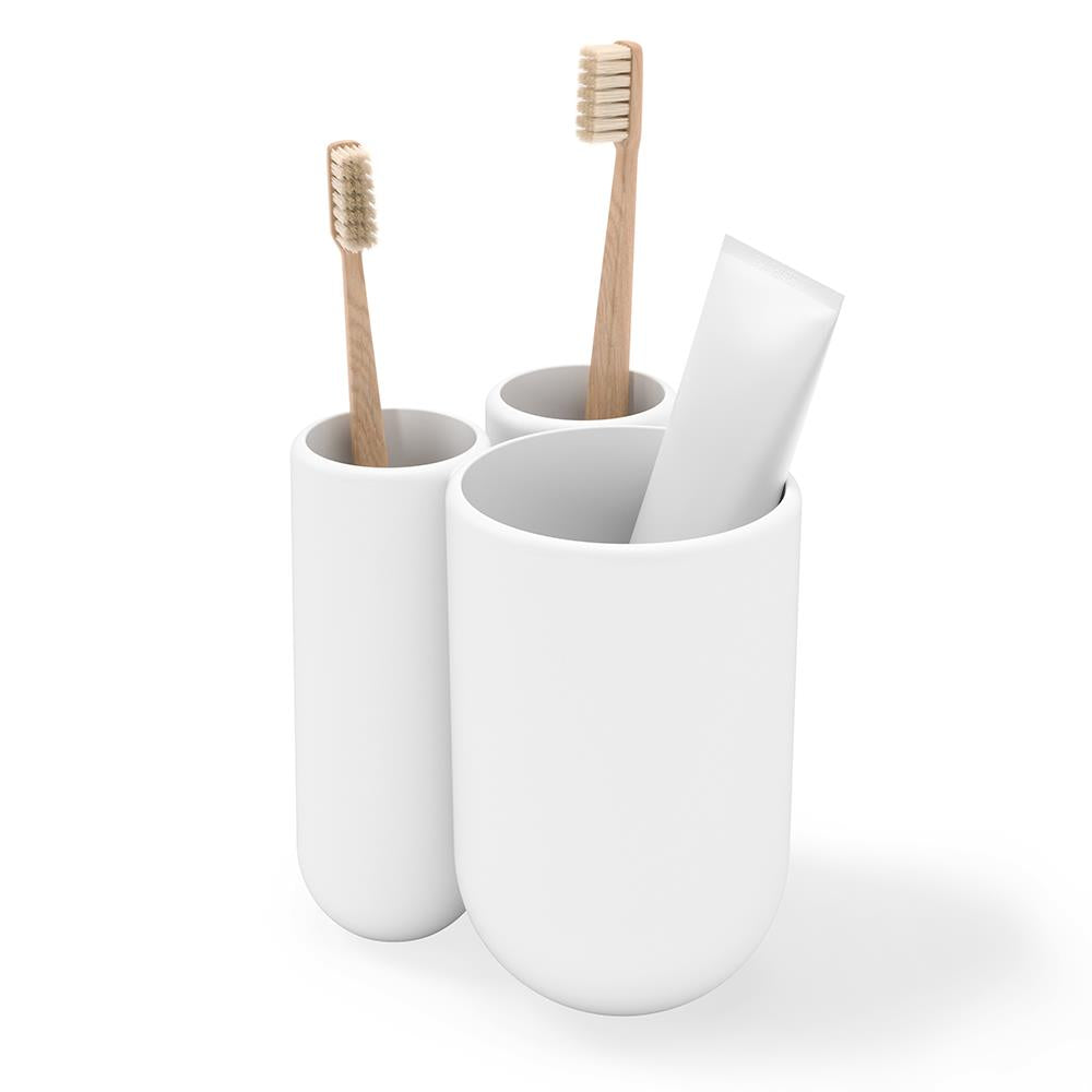 Umbra Touch Zahnputzbecher, Zahnbürstenhalter und Becher für Make-Up, in Weiß
