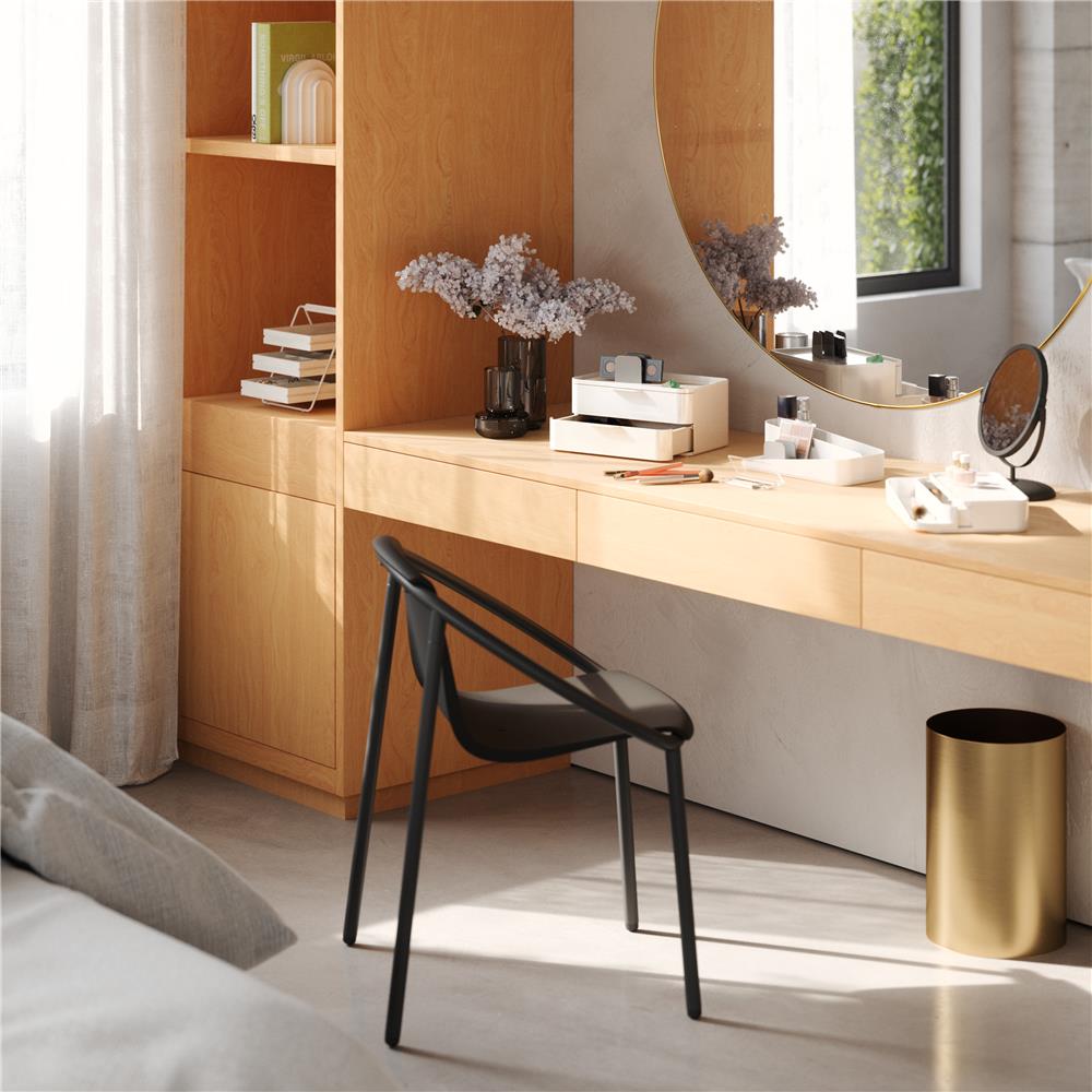 Umbra Glam Kosmetik Organizer in Weiß/Grau, Modulare Aufbewahrungsbox mit 3 Schubladen