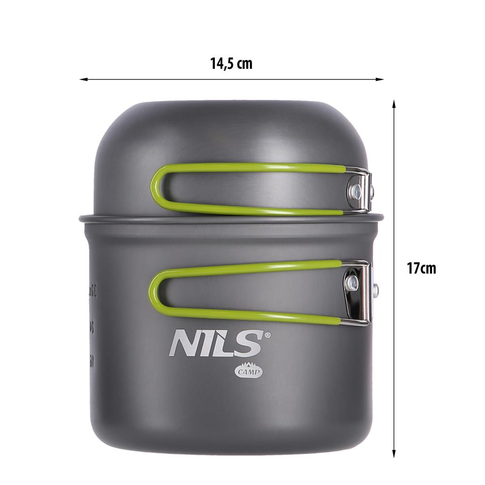 NILS CAMP Camping Kochgeschirr Set XL - leichtes Outdoor Topfset aus Aluminium für Camping & Trekking