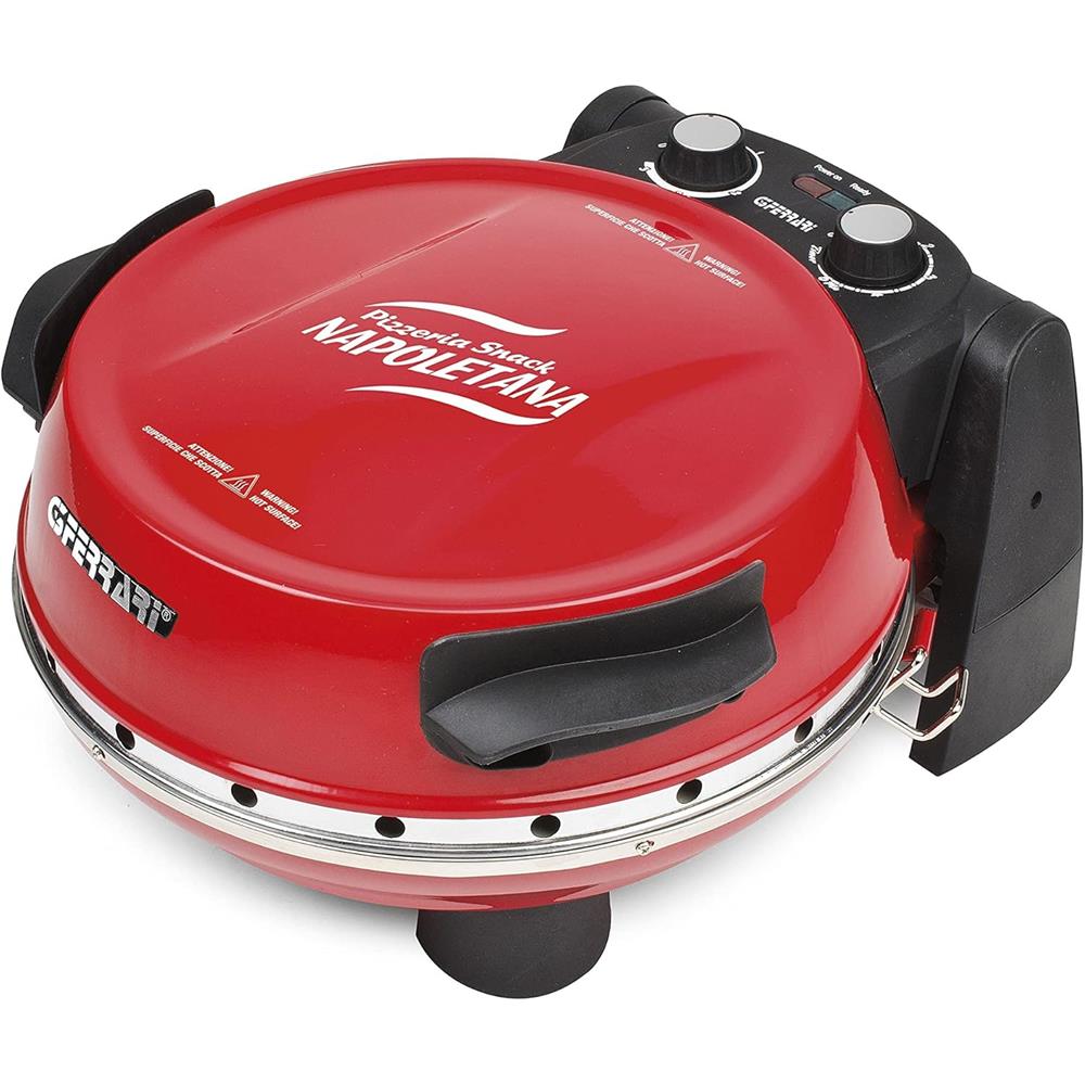 G3Ferrari elektrischer Pizzaofen Napoletana rot inkl. 2-ten Stein zum Überbacken im Deckel bis 400 °C