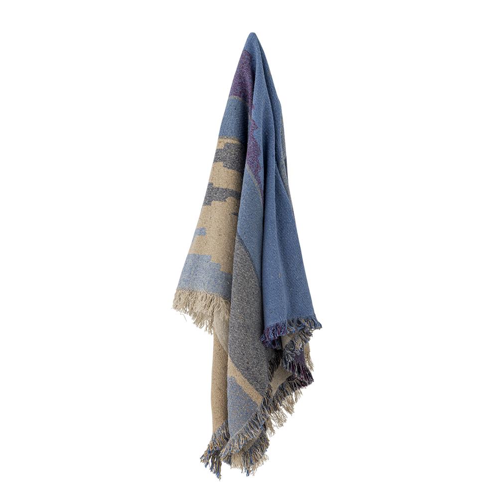 Bloomingville Maji Decke bunt 160x130 cm aus recycelter Baumwolle – gewebte Wohndecke Kuscheldecke