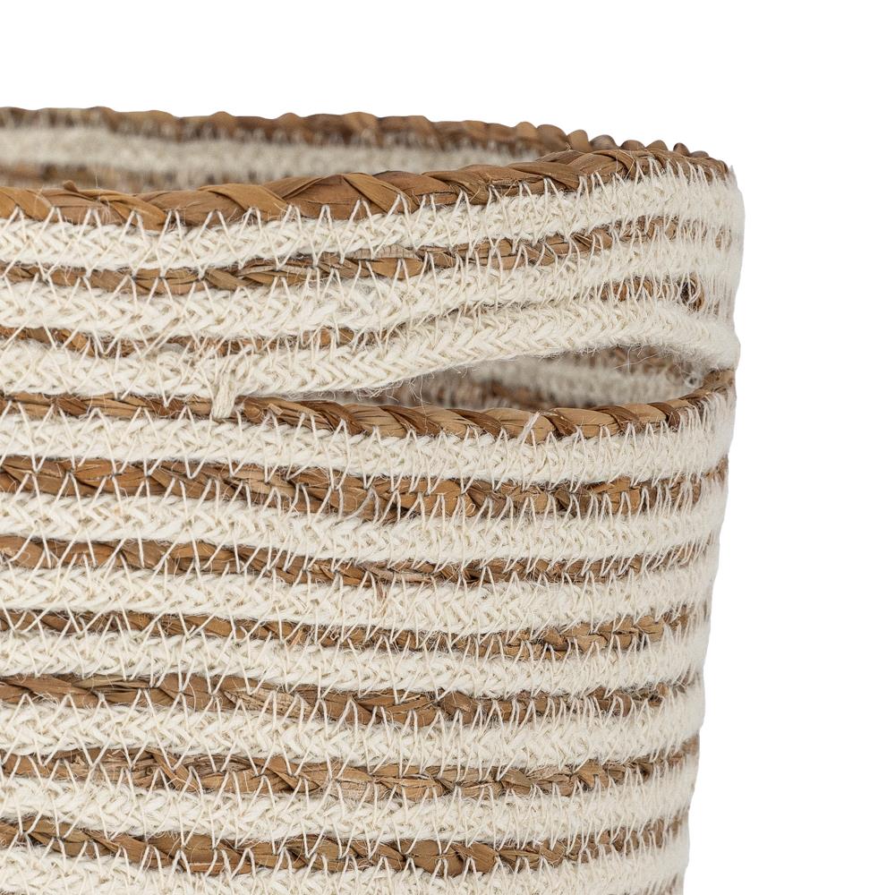 Bloomingville Selena Korb aus Jute in Weiß D40 cm – Aufbewahrungskorb fürs Wohnzimmer