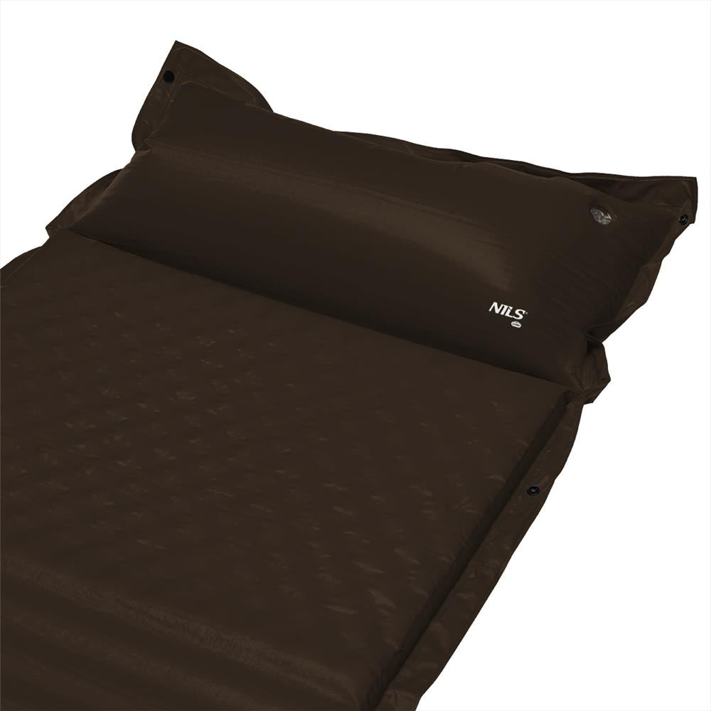 NILS CAMP selbstaufblasende Campingmatte 190 cm in schwarz mit Kissen Isomatte Outdoor Festival