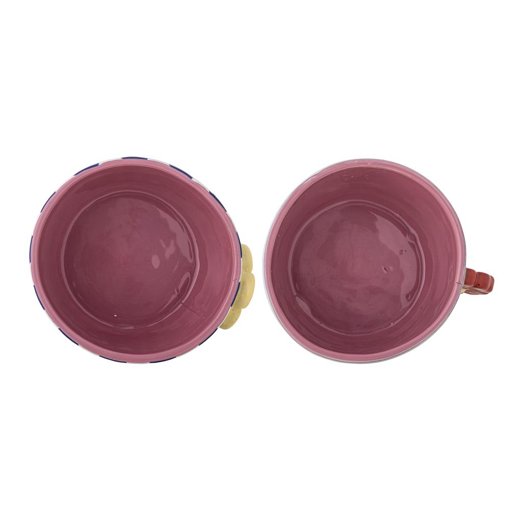 Bloomingville Haisy Schale 2er Set blau - Steingut Schalen mit Blumenmotiv für Küche & Tischdeko