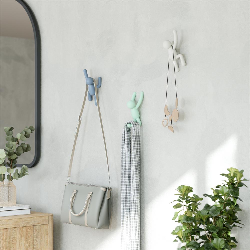 Umbra Buddy Haken 3er Set, Dekorative Wandhaken, Garderobenhaken in Pastell