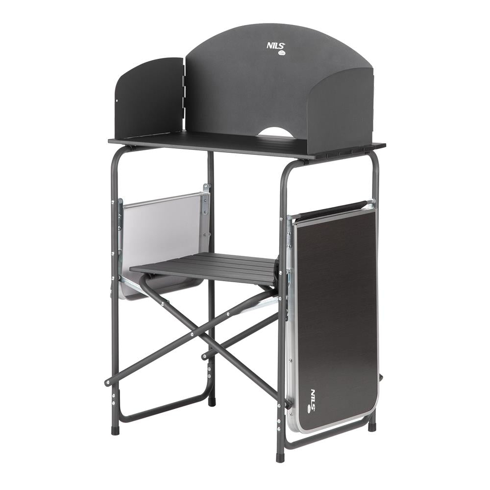 NILS CAMP Campingschrank mit Windschutz - klappbare Outdoor Küche mit Arbeitsflächen für Camping