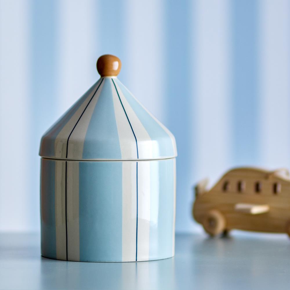 Bloomingville MINI Cimmi Gefäß mit Deckel blau - Steingut Vorratsdose für Küche Deko & Aufbewahrung