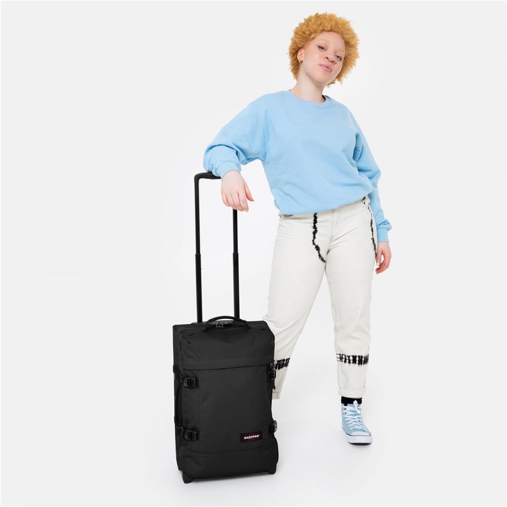 Eastpak TRANVERZ S, Kleiner Reisetrolley, Black (schwarz), 42L, Rollkoffer mit 2 Rädern und TSA-Schloss
