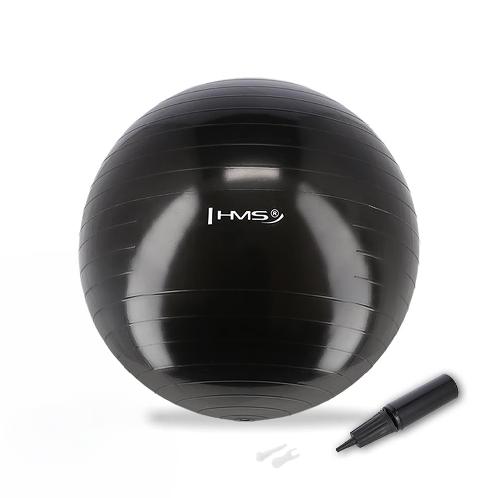 Gymnastikball 55 cm Schwarz mit Luftpumpe für Pilates und Fitness | HMS YB01N