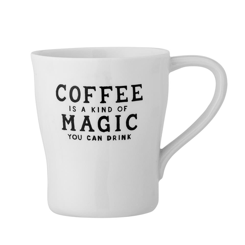 Bloomingville Wendy Tasse weiß 330 ml aus Steingut – Kaffeetasse mit Henkel für Küche & Tischdeko