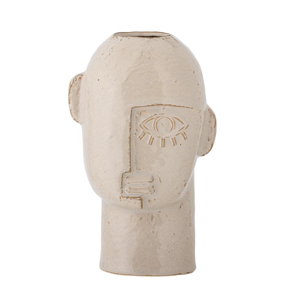 Bloomingville Lizzie Vase aus Steingut in Natur – skulpturale Deko Vase fürs Wohnzimmer