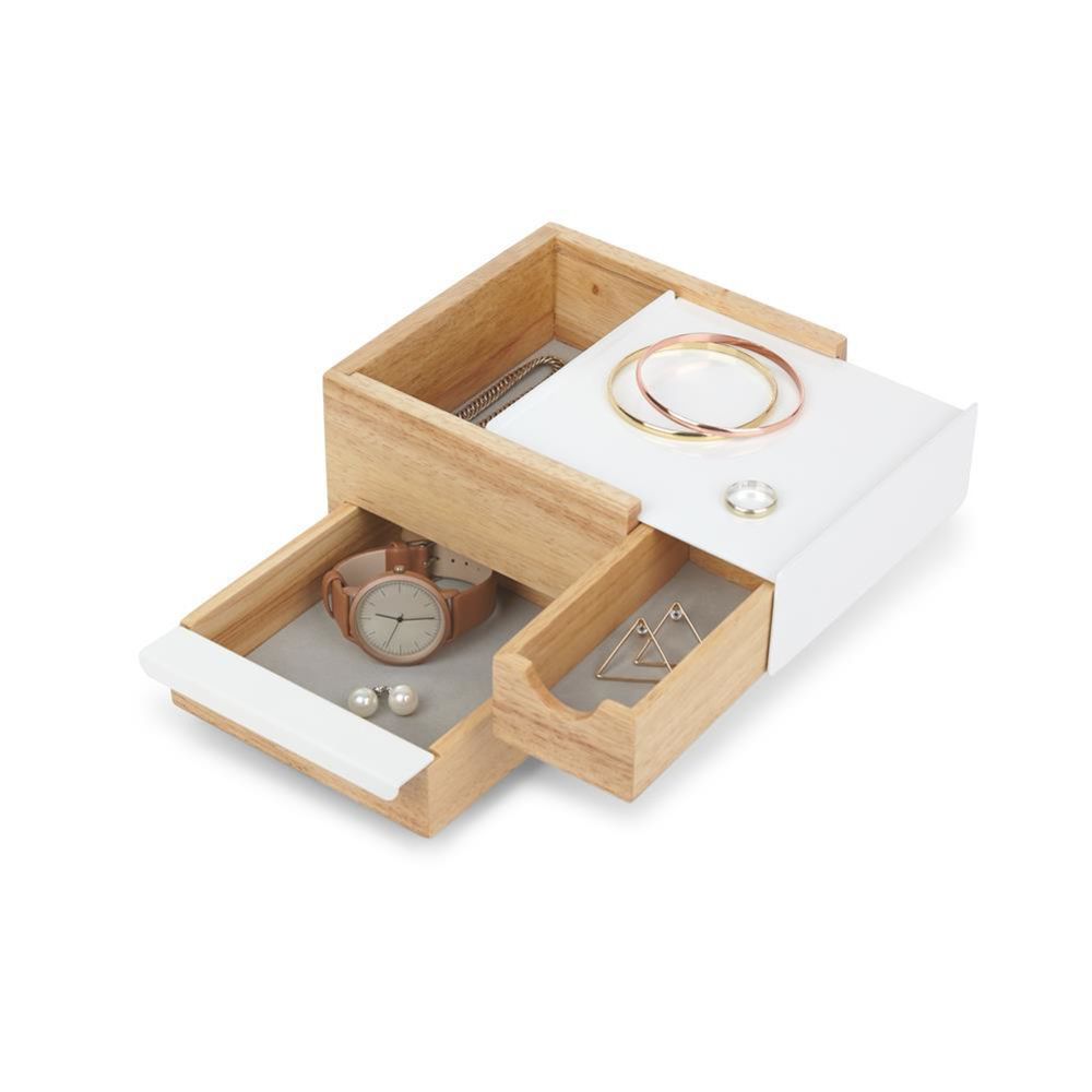 Umbra Stowit Mini Design Schmuckkasten moderne Schmuck Box mit Geheimfächern für Ringe Armbänder Uhren Halsketten Ohrringe und Accessoires