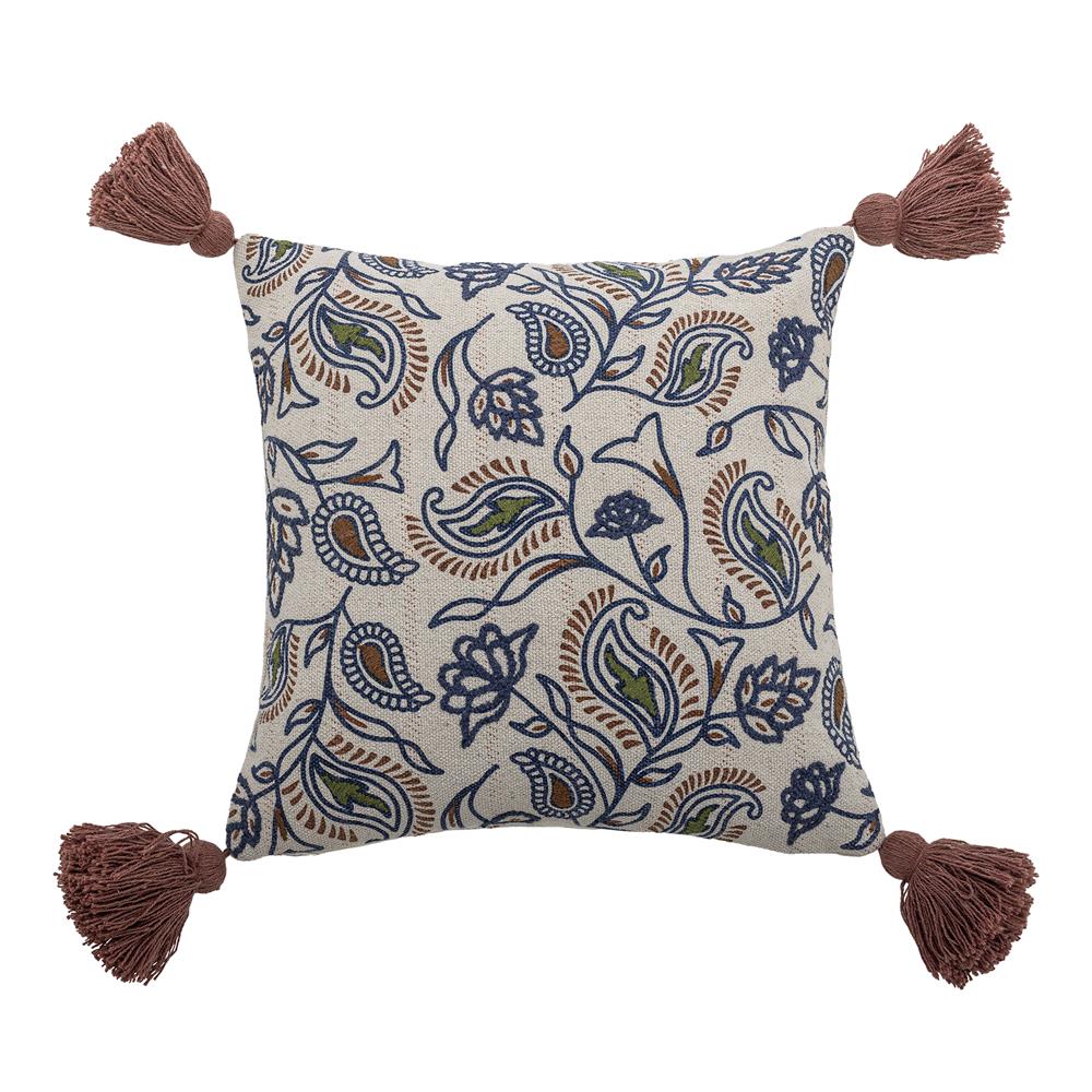 Bloomingville Paisley Kissen 45x45 cm bunt - Kissen aus recycelter Baumwolle mit Paisleymuster für Sofa