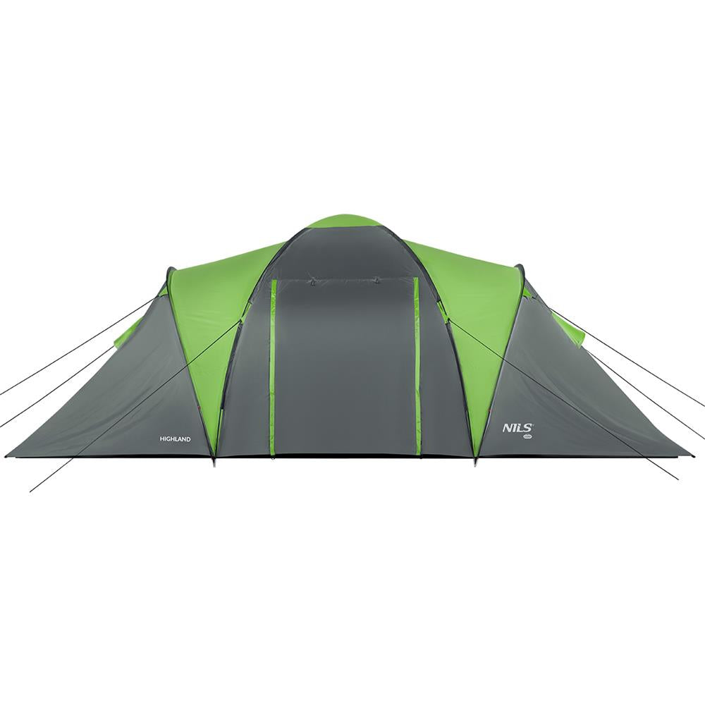 NILS CAMP Highland Zelt für 6 Personen Grau-Grün - großes Familienzelt mit Vorraum für Camping & Outdoor