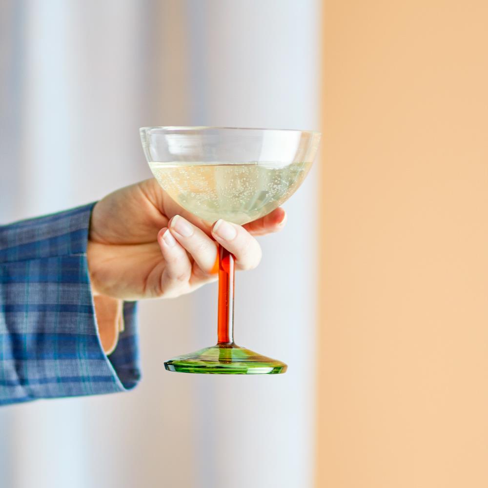 Bloomingville Martine Cocktailglas aus Glas in Bunt 230 ml – Color Block Glas für Tischdeko