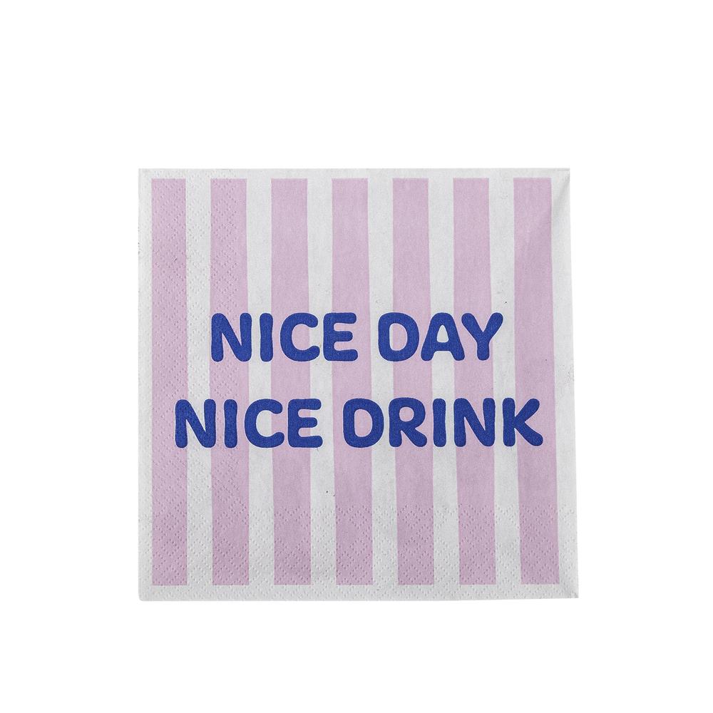 Bloomingville Rosy Serviette 20er Set 33x33 cm bunt - Papierservietten HAPPY HOUR Tischdeko