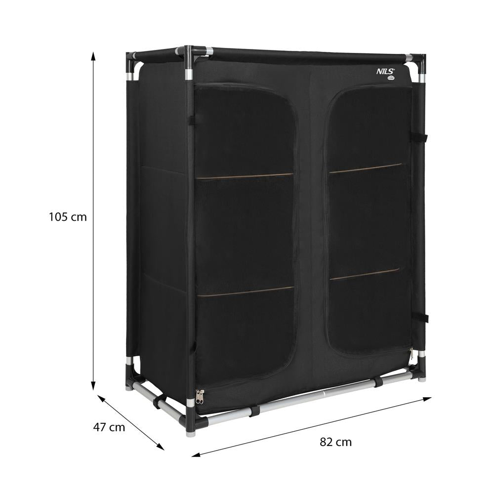 NILS CAMP Campingschrank XL klappbar - großer Reiseschrank mit Netzfront für Camping & Reisen