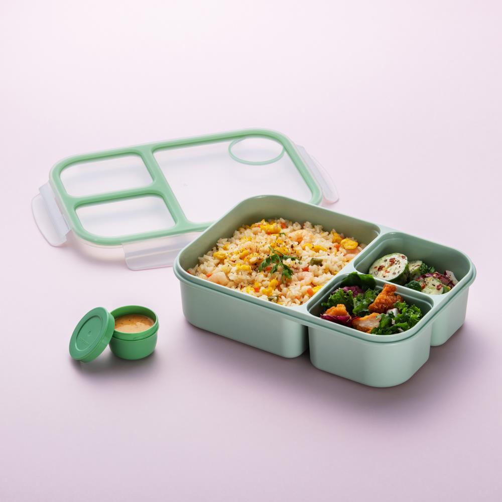 LocknLock To-Go Lunchbox 980 ml, Mint, 3 Fächer - Mikrowellengeeignet BPA-frei