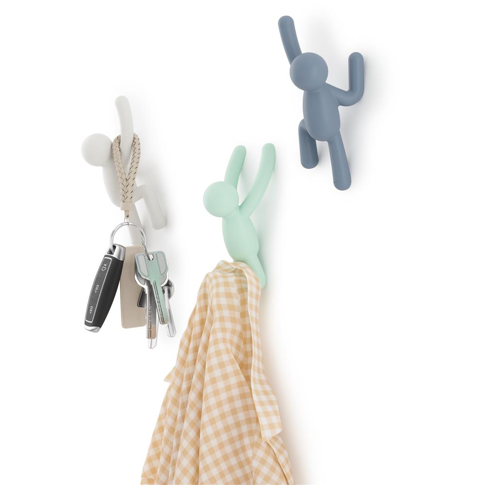 Umbra Buddy Haken 3er Set, Dekorative Wandhaken, Garderobenhaken in Pastell