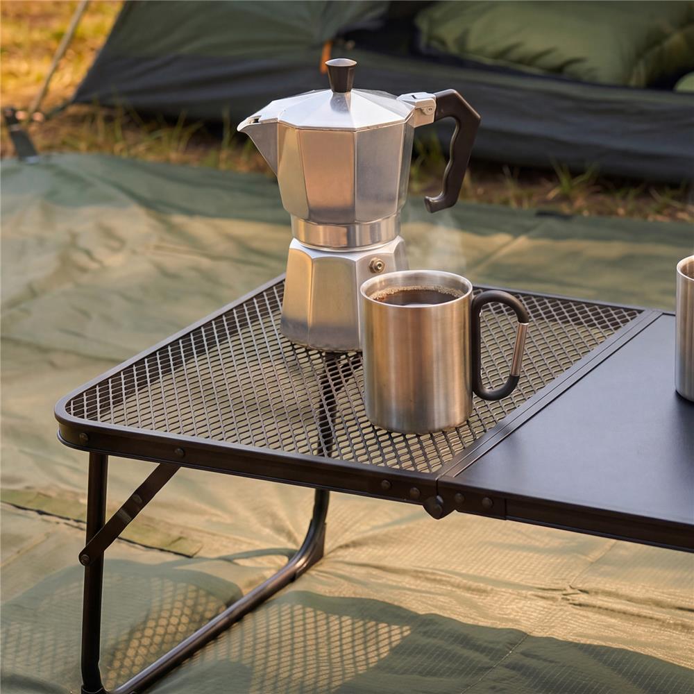 NILS CAMP Klapptisch kompakt faltbar in schwarz für Camping Outdoor Picknick leicht