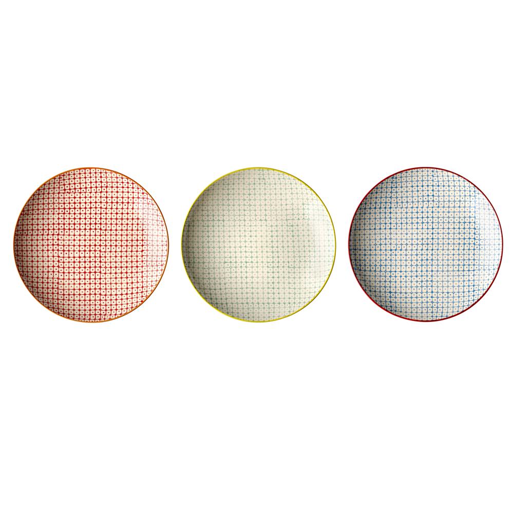 Bloomingville Carla Teller, 3er Set, Bunt, 20cm, Steingut, dänisches Design