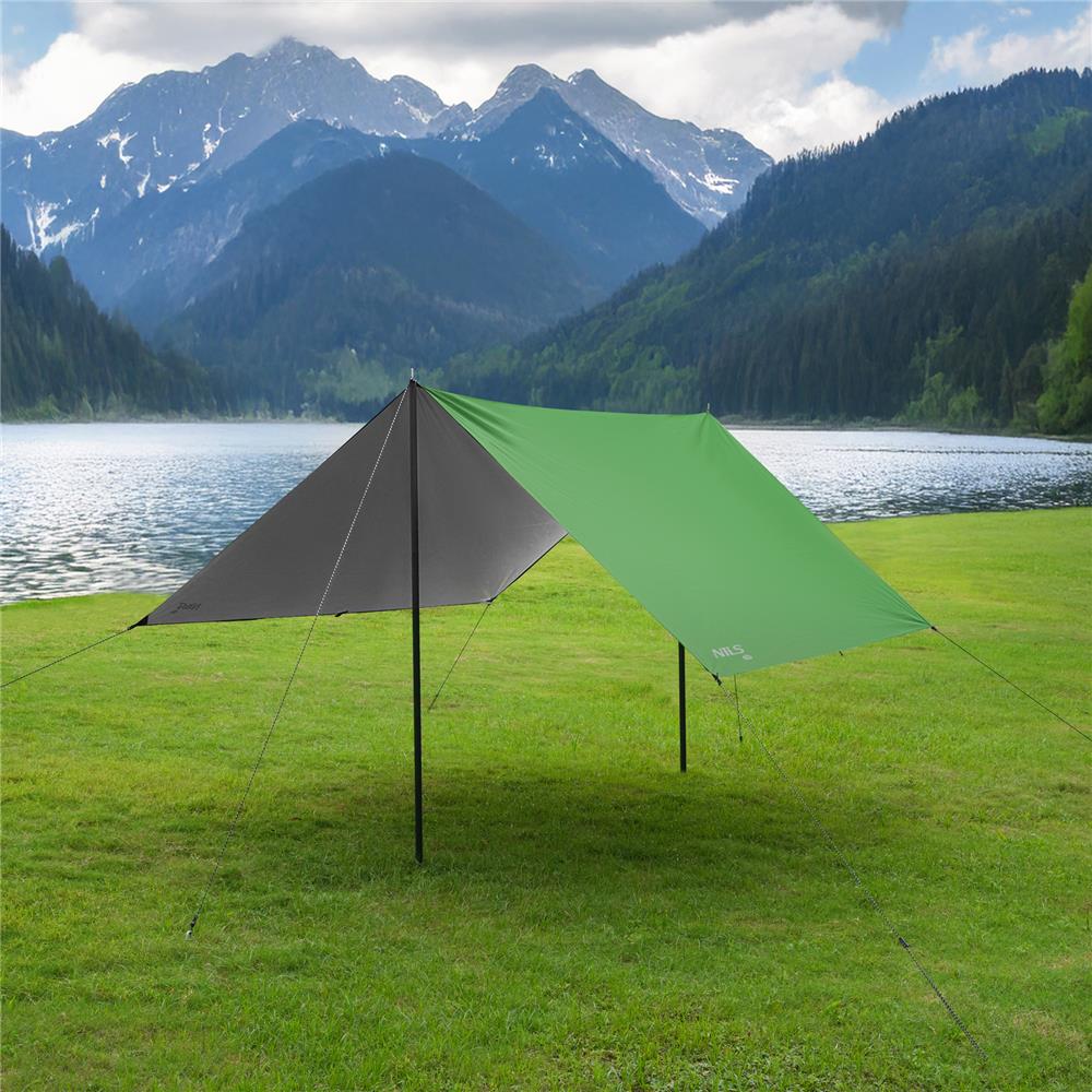 NILS CAMP Tarp 300x300 cm in Grün - wasserdichte Camping Plane für Outdoor, Trekking & Schutz