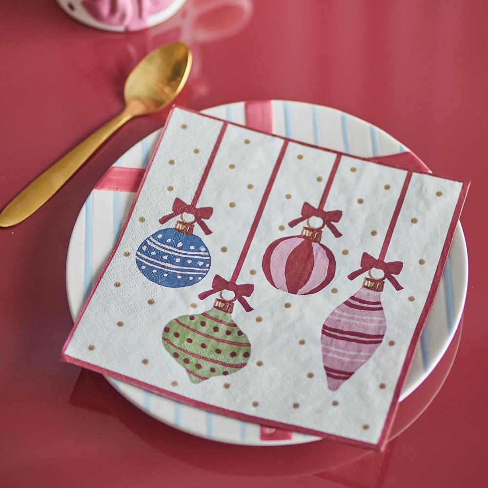 Bloomingville Ornamentia Servietten Bunt 20 Stück Weihnachtsservietten 33x33 cm