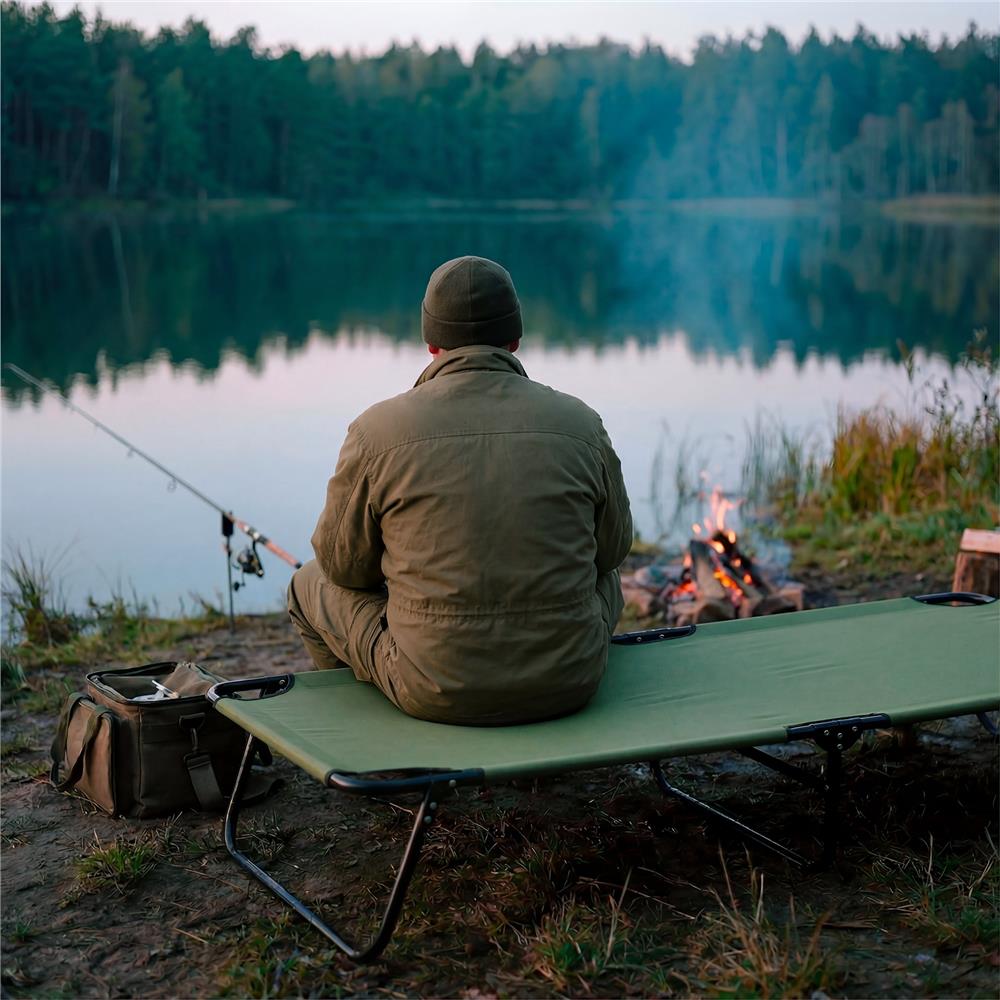 NILS CAMP Feldbett klappbar grün mit verstellbarer Lehne für Camping Outdoor