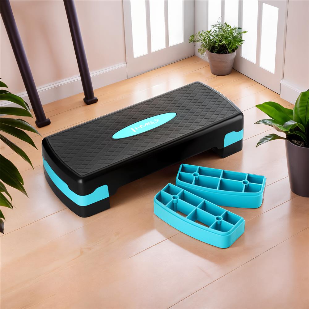 Aerobic Stepper 3-fach höhenverstellbar Schwarz/Mint für Fitness und Workout | HMS AS002