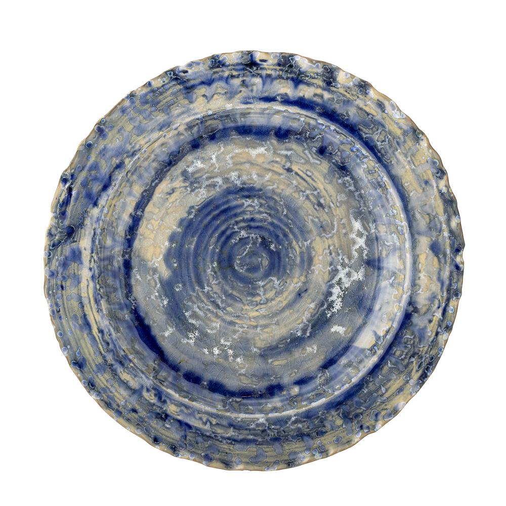 Bloomingville Rowan Servierplatte blau D27 cm aus Steingut – dekorative Platte für Küche & Tischdeko