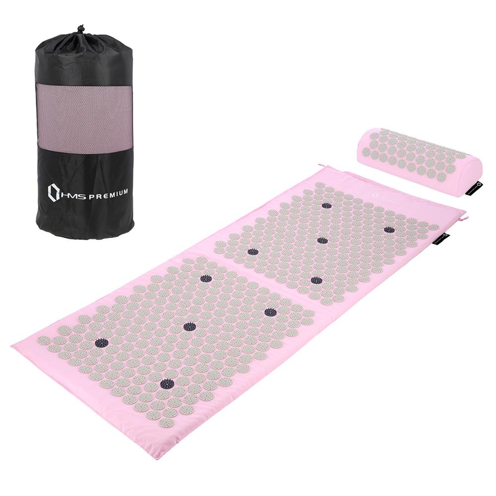 HMS Premium AKM04 Akupressurmatte mit Kissen Rosa/Grau 15444 Punkte
