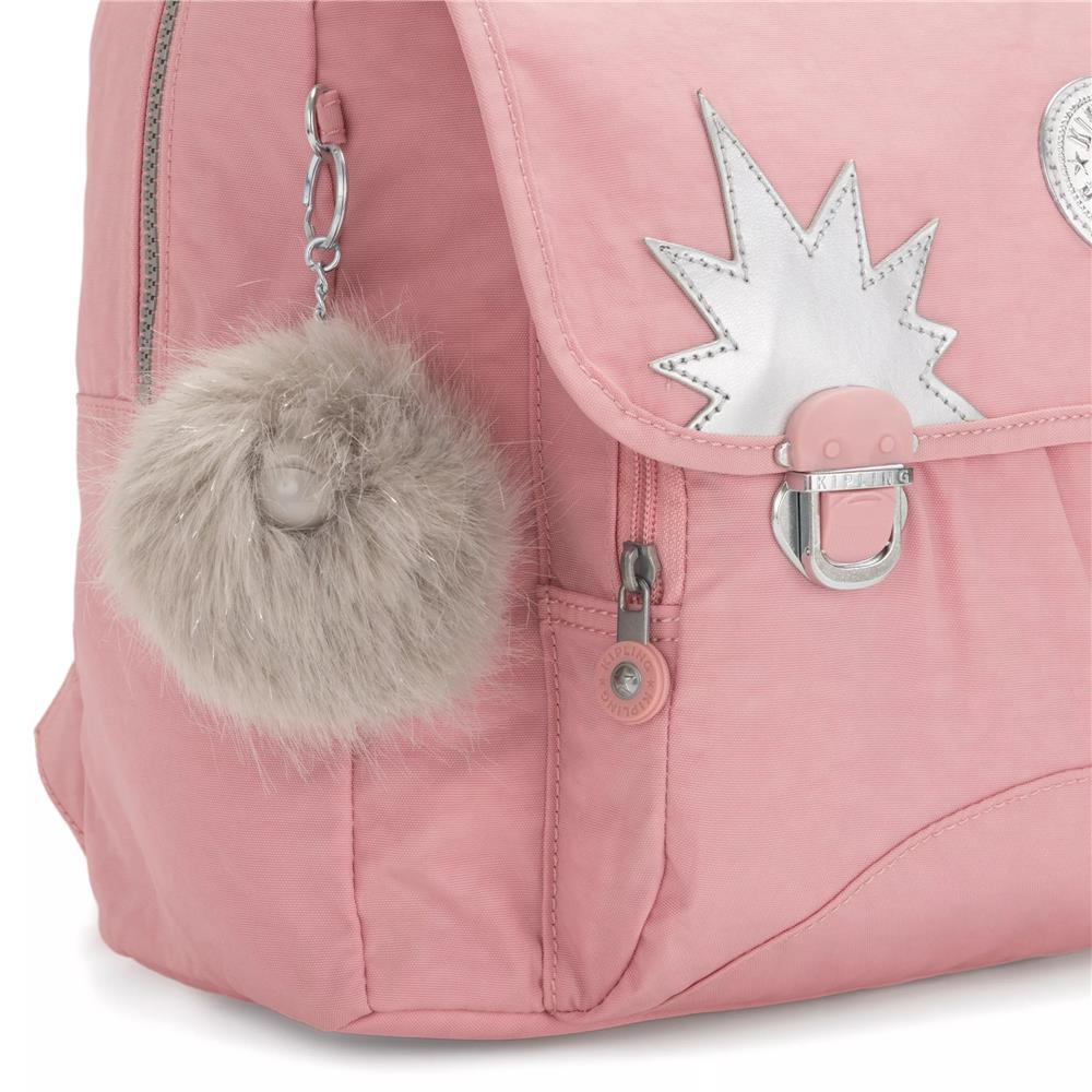 Kipling INIKO, mittelgroße Schultasche, Bridal Rose (rosa), Schulrucksack mit gepolsterten Trägern