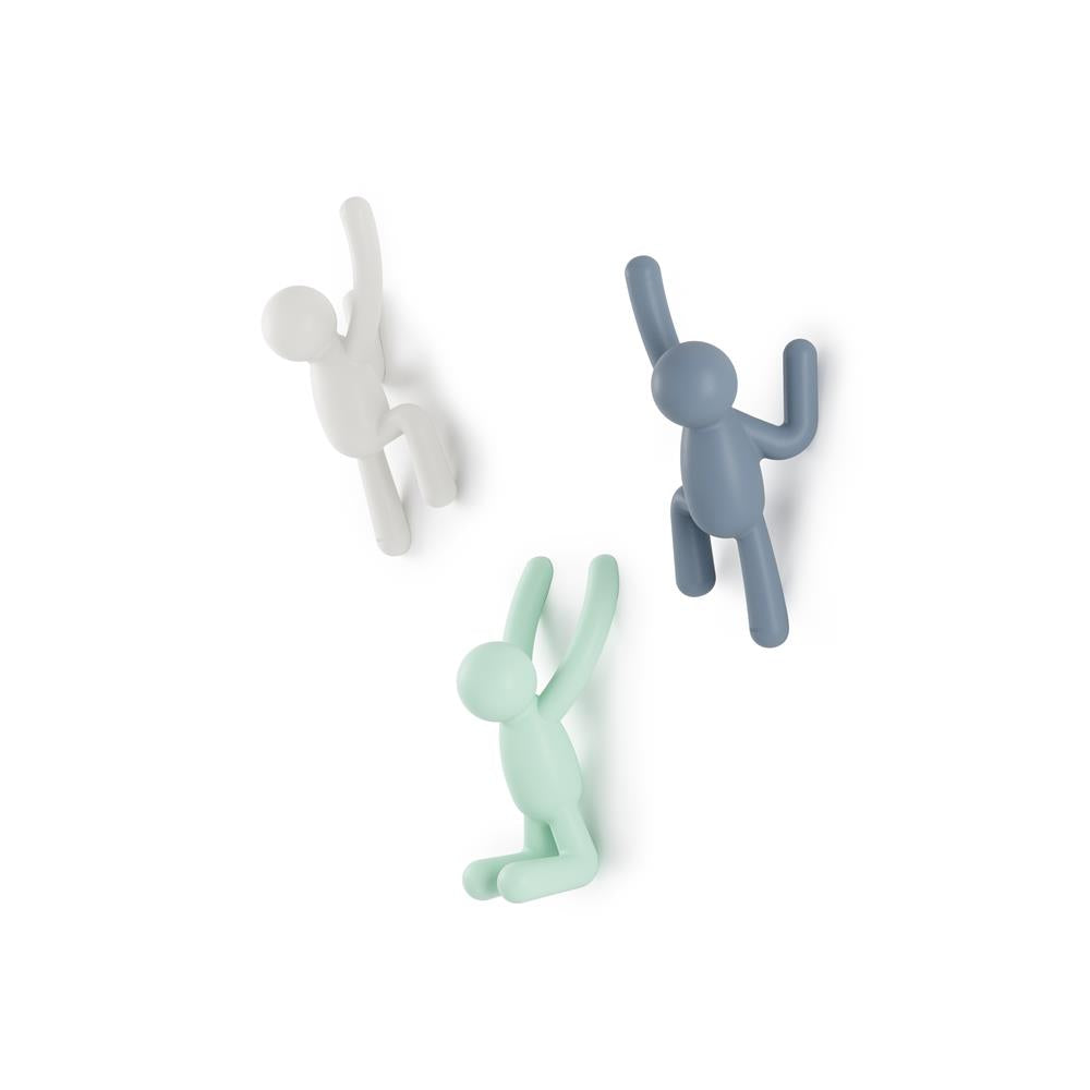 Umbra Buddy Haken 3er Set, Dekorative Wandhaken, Garderobenhaken in Pastell