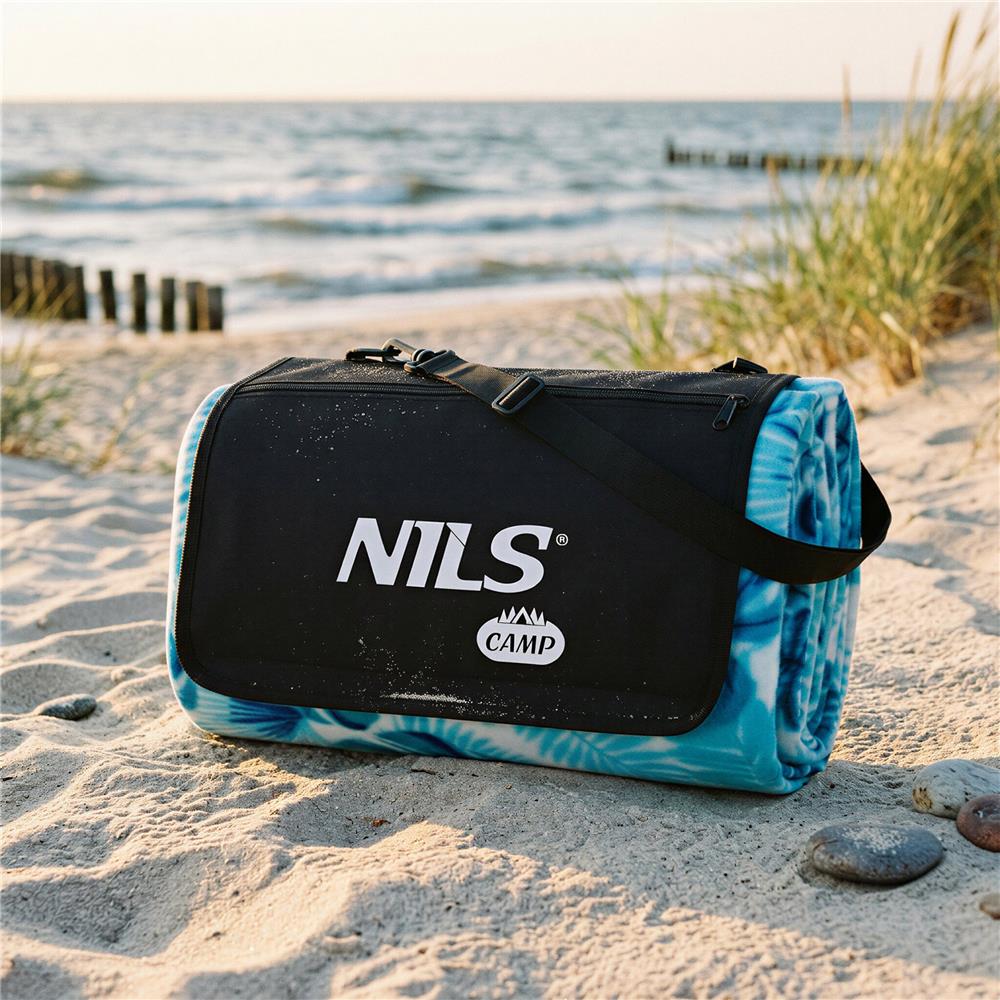 NILS CAMP Picknickdecke in Türkis 200 x 200 cm - große Outdoor Decke für Strand, Garten & Camping