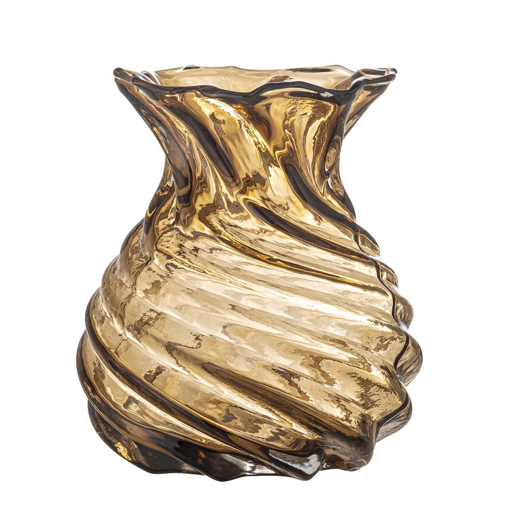 Bloomingville Rylo Vase braun D16,5 cm aus Glas – moderne Dekovase für Wohnzimmer & Tischdeko