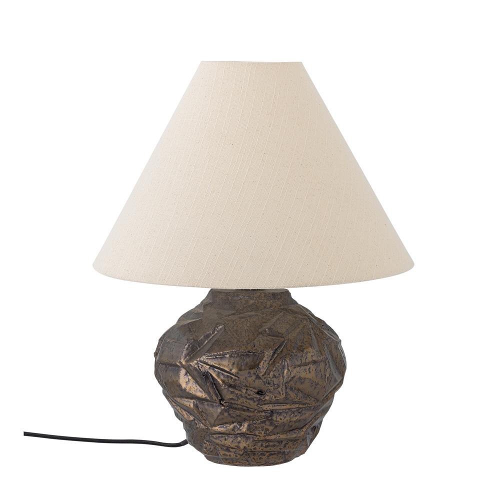 Bloomingville Carolla Tischlampe aus Steingut in Braun – dekorative Lampe fürs Wohnzimmer