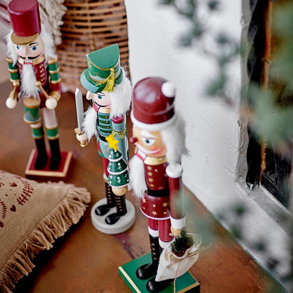 Bloomingville Darren Nussknacker Rot/Grün 2er Set Holz Weihnachtsdeko Figuren