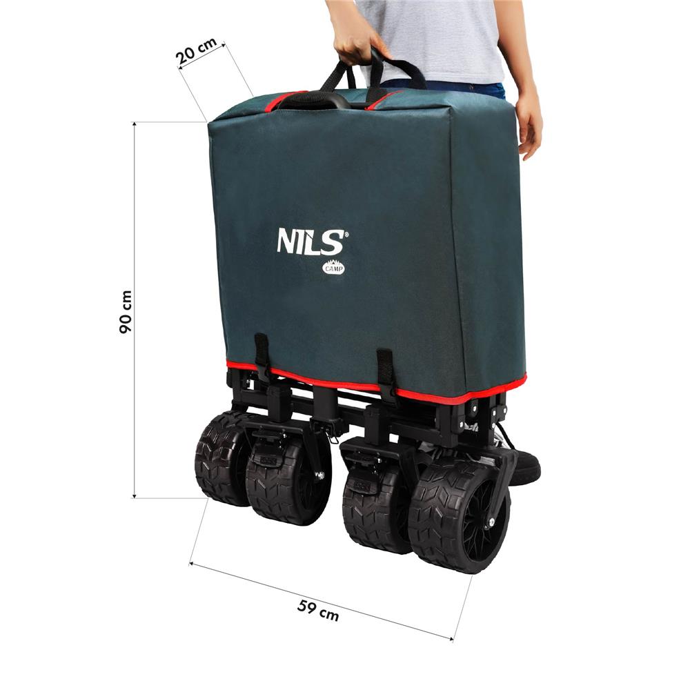 NILS CAMP Bollerwagen faltbar 160L in Anthrazit - Campingwagen für Strand & Garten
