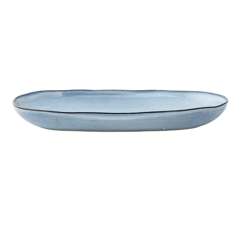 Bloomingville Sandrine Servierplatte, Blau, 34x16cm, Steingut, dänisches Design