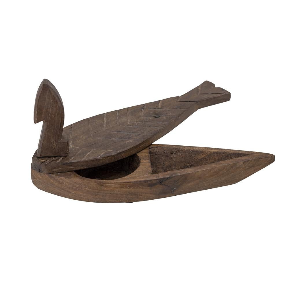 Bloomingville Hamida Box mit Deckel aus recyceltem Holz, braune Schmuckbox im mediterranen Stil